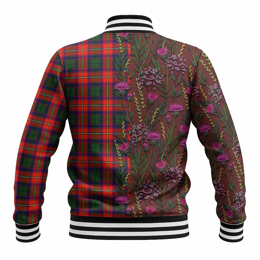 Riddell Family Crest Tartan Baseball Jacket Scottish Thistle Flower Pattern Half Style - Tartan Vibes Clothing