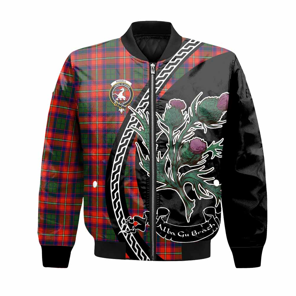 Riddell Family Crest Tartan Bomber Jacket Alba Thistle Inspired - Tartan Vibes Clothing