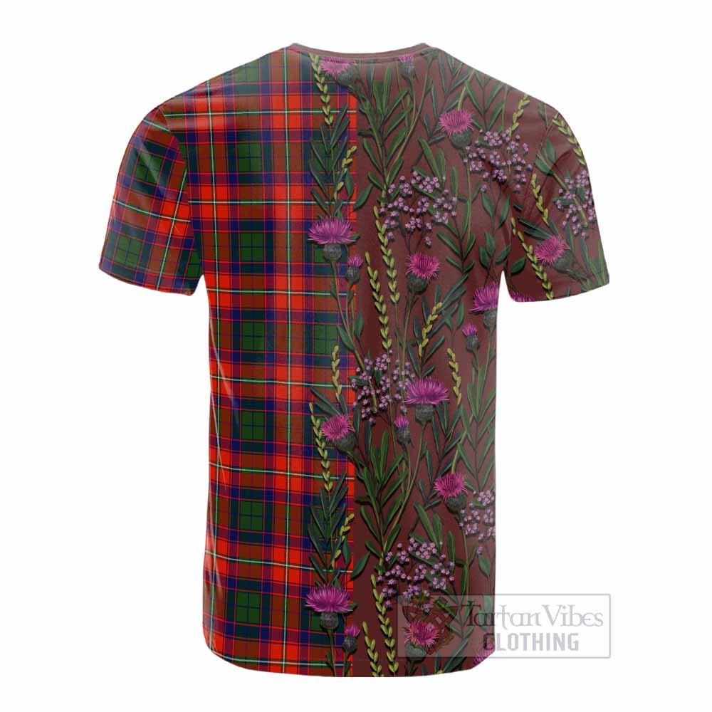 Riddell Family Crest Tartan Cotton T-shirt Scottish Thistle Flower Pattern Half Style - Tartan Vibes Clothing