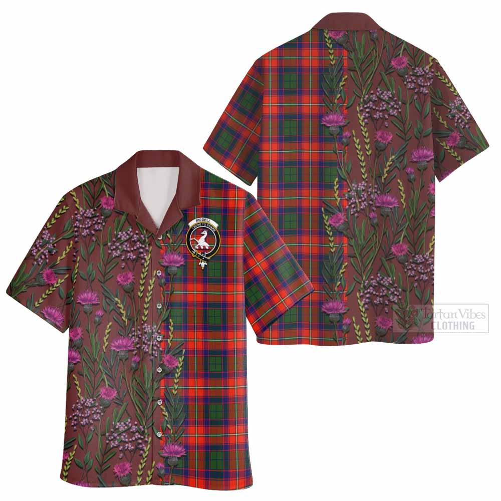 Riddell Family Crest Tartan Hawaiian Shirt Scottish Thistle Flower Pattern Half Style - Tartan Vibes Clothing