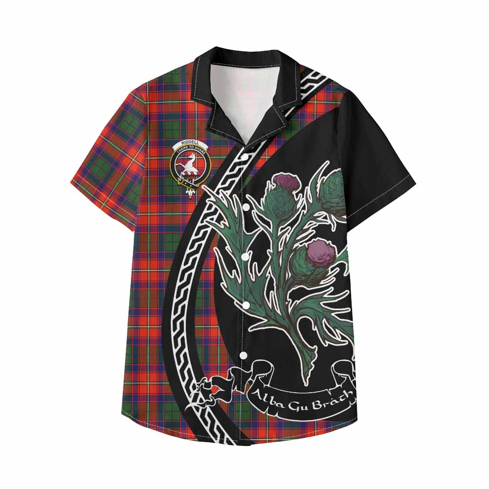 Riddell Family Crest Tartan Kid Hawaiian Shirt Alba Thistle Inspired - Tartan Vibes Clothing