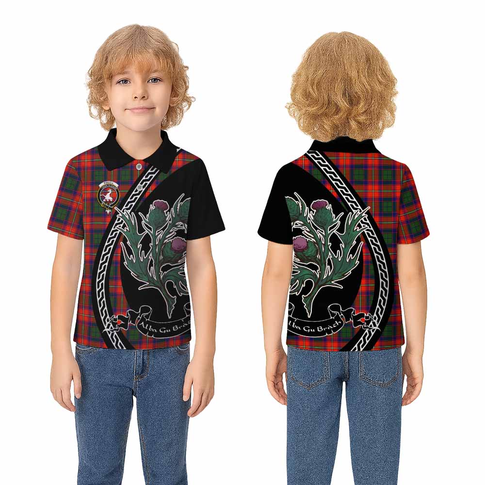 Riddell Family Crest Tartan Kid Polo Shirt Alba Thistle Inspired - Tartan Vibes Clothing