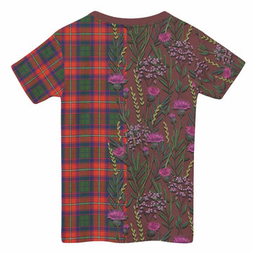 Riddell Family Crest Tartan Kid T-shirt Scottish Thistle Flower Pattern Half Style - Tartan Vibes Clothing