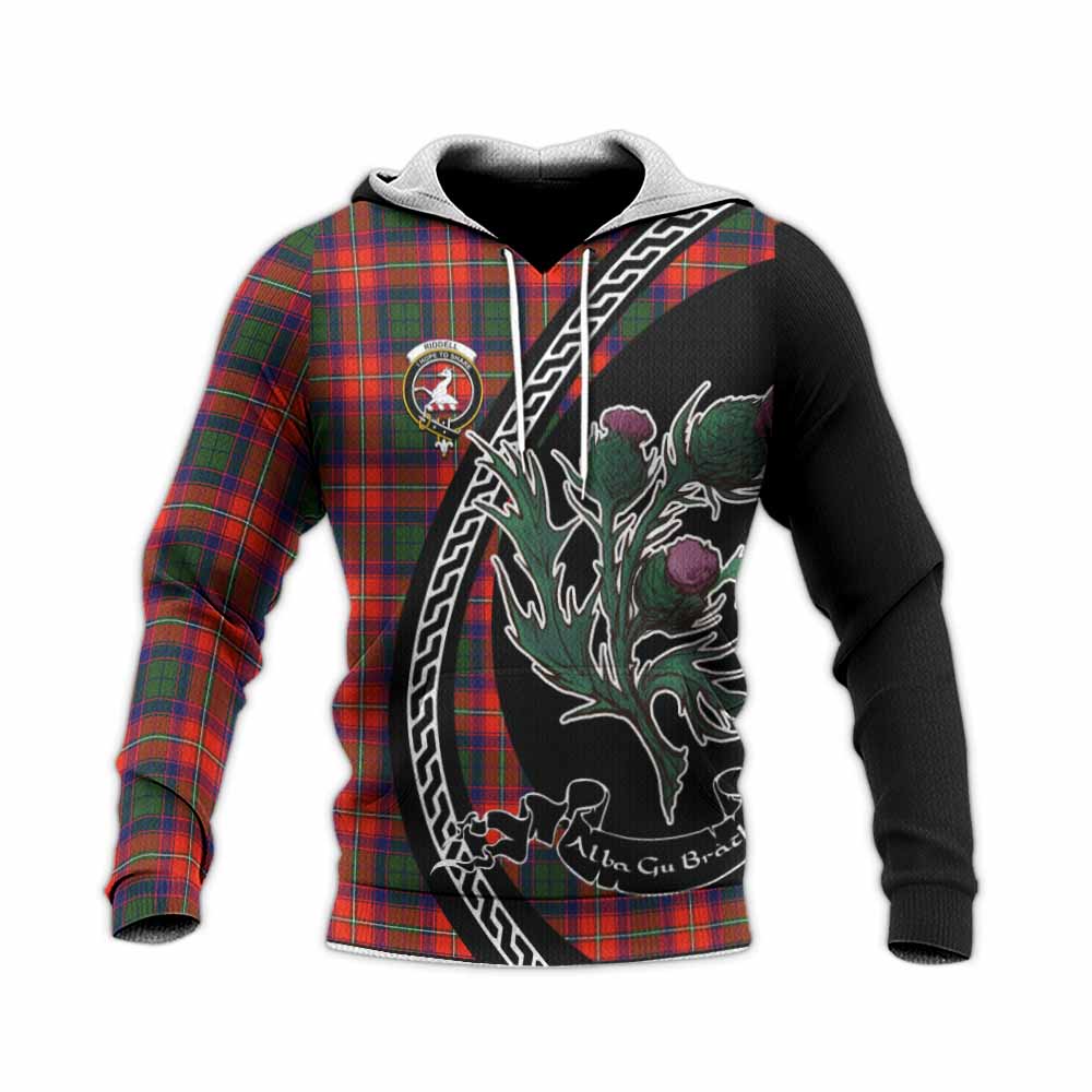 Riddell Family Crest Tartan Knitted Hoodie Alba Thistle Inspired - Tartan Vibes Clothing