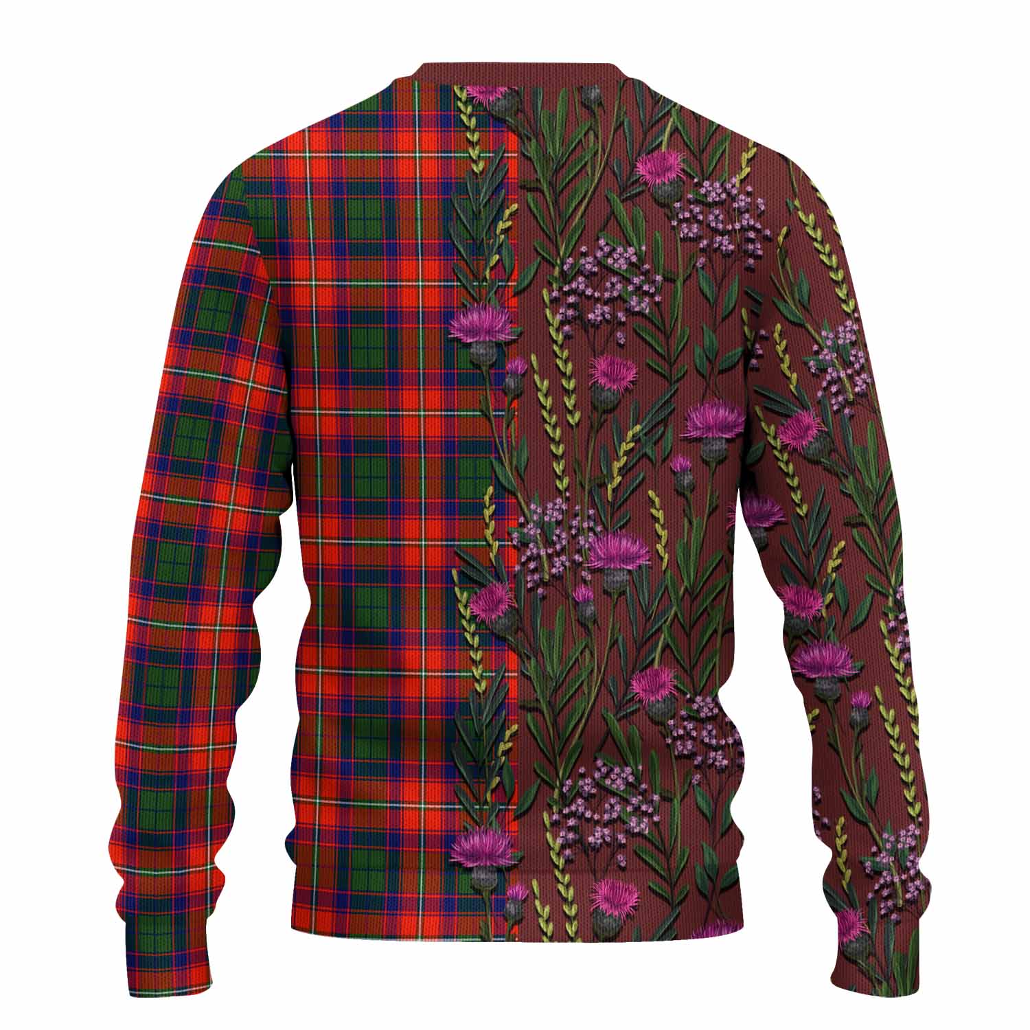Riddell Family Crest Tartan Knitted Sweater Scottish Thistle Flower Pattern Half Style - Tartan Vibes Clothing