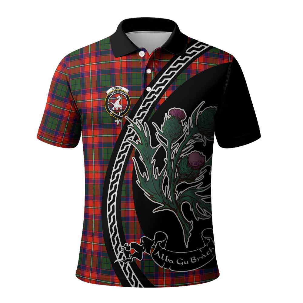 Riddell Family Crest Tartan Polo Shirt Alba Thistle Inspired - Tartan Vibes Clothing