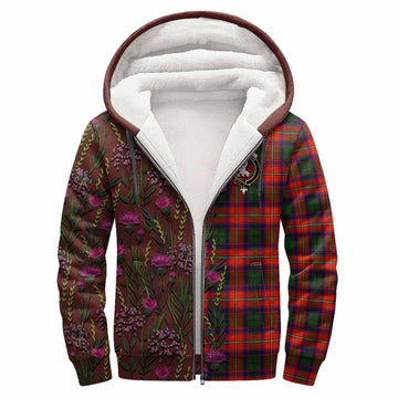 Riddell Family Crest Tartan Sherpa Hoodie Scottish Thistle Flower Pattern Half Style - Tartan Vibes Clothing