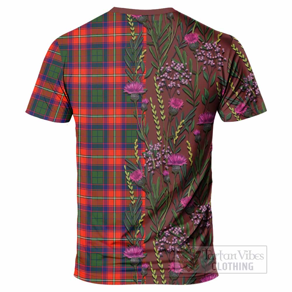 Riddell Family Crest Tartan T-Shirt Scottish Thistle Flower Pattern Half Style - Tartan Vibes Clothing