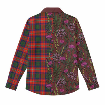Riddell Family Crest Tartan Women Casual Shirt Scottish Thistle Flower Pattern Half Style - Tartan Vibes Clothing