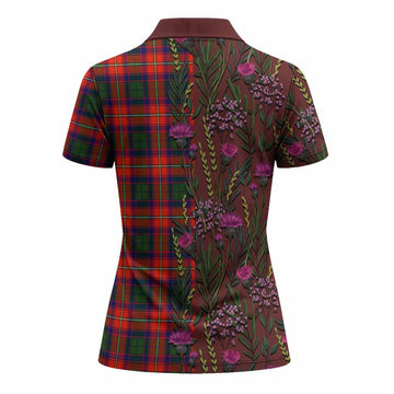 Riddell Family Crest Tartan Women Polo Shirt Scottish Thistle Flower Pattern Half Style - Tartan Vibes Clothing
