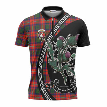 Riddell Family Crest Tartan Zipper Polo Shirt Alba Thistle Inspired - Tartan Vibes Clothing