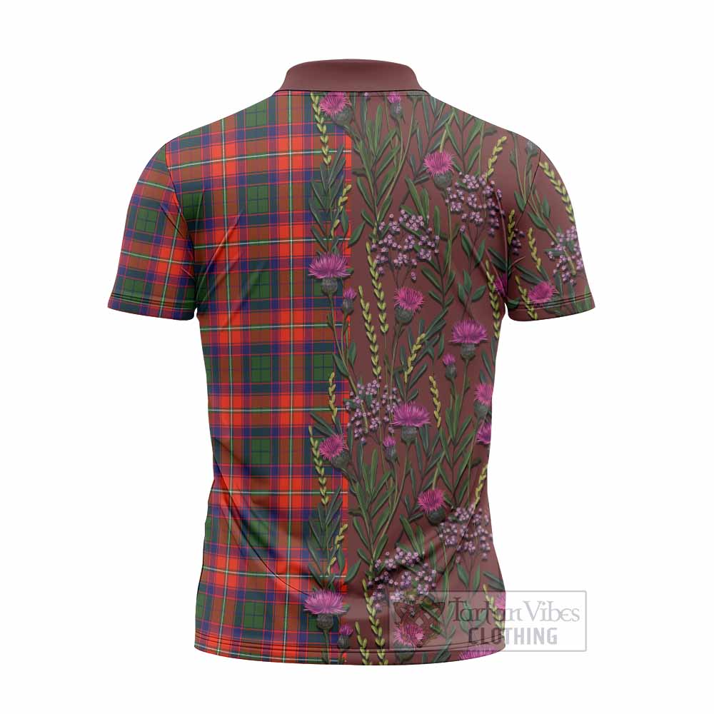 Riddell Family Crest Tartan Zipper Polo Shirt Scottish Thistle Flower Pattern Half Style - Tartan Vibes Clothing