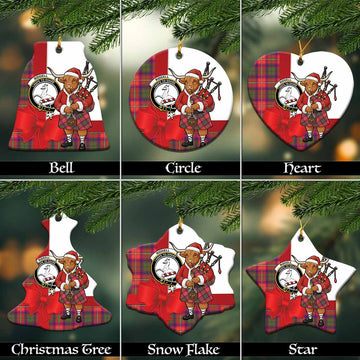 Riddell Tartan Crest Christmas Ceramic Ornament Highland Cow Bagpipes Coquette Bow Style