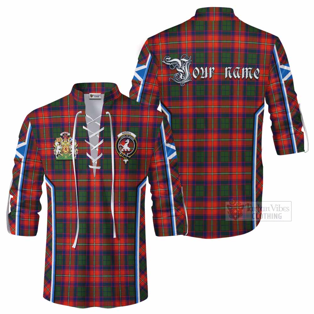 Riddell Tartan Crest Ghillie Kilt Shirt Scotland Coat of Arm Flag Style - Tartan Vibes Clothing