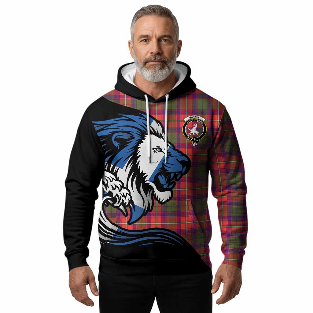 Riddell Tartan Crest Hoodie Scottish Golden Lions Wave Flow