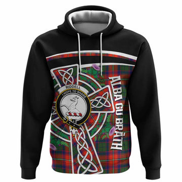 Riddell Tartan Crest Hoodie Scottish Thistle Celtic Cross Alba Gu Brath