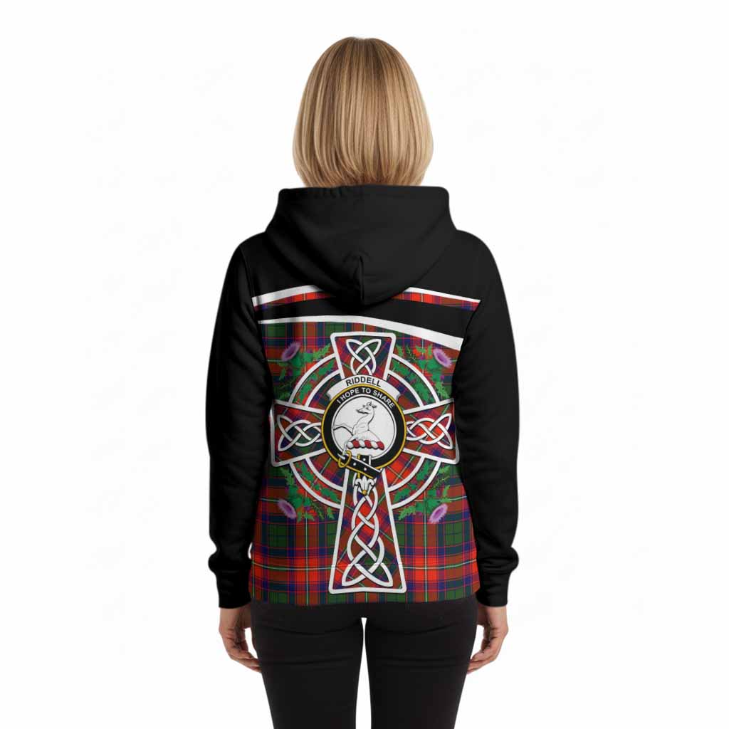 Riddell Tartan Crest Hoodie Scottish Thistle Celtic Cross Alba Gu Brath