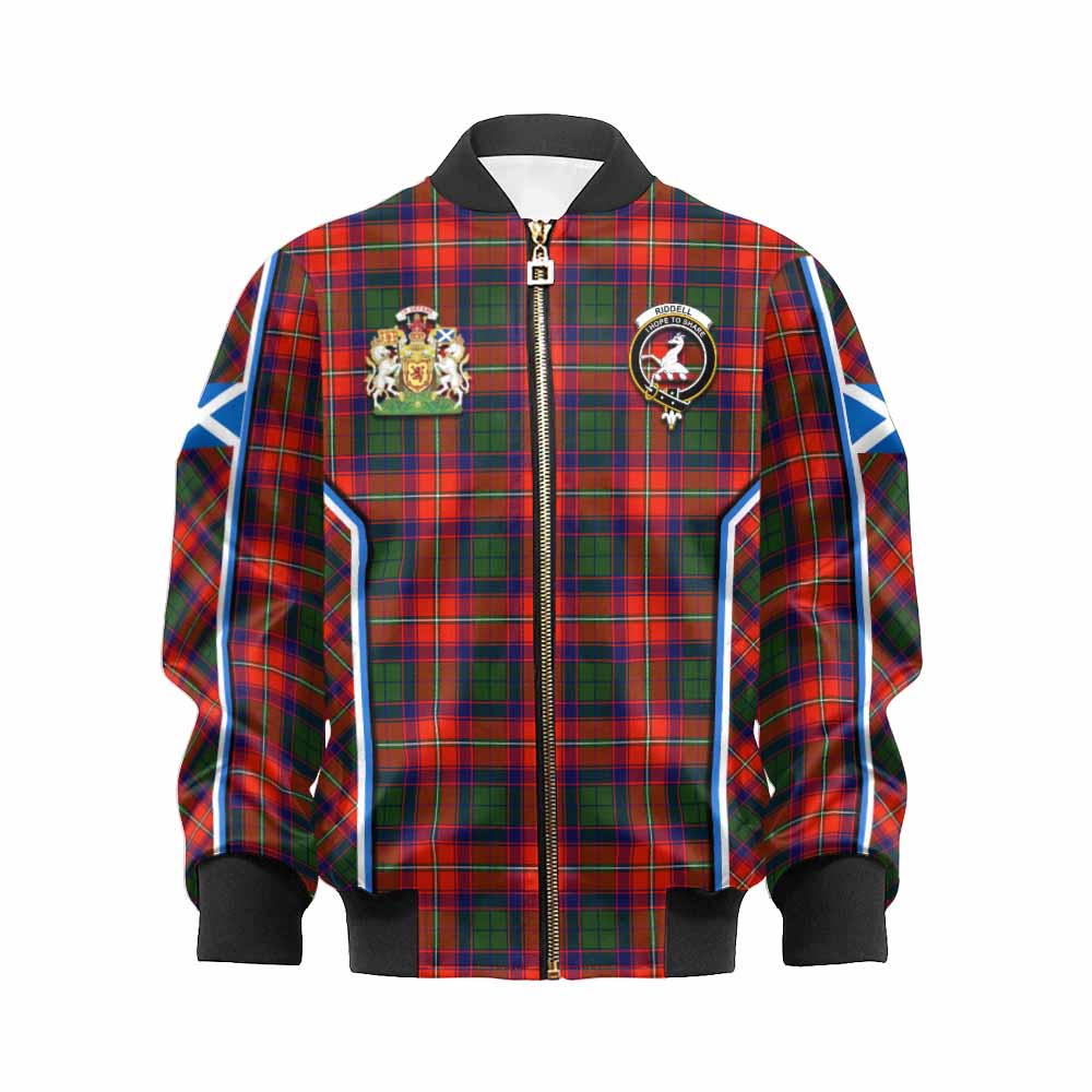 Riddell Tartan Crest Kid Bomber Jacket Scotland Coat of Arm Flag Style - Tartan Vibes Clothing