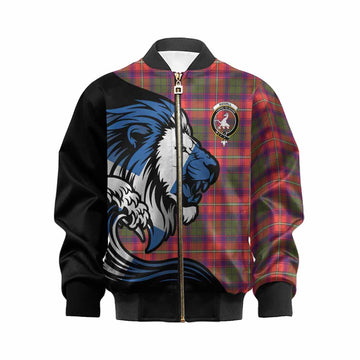 Riddell Tartan Crest Kid Bomber Jacket Scottish Golden Lions Wave Flow