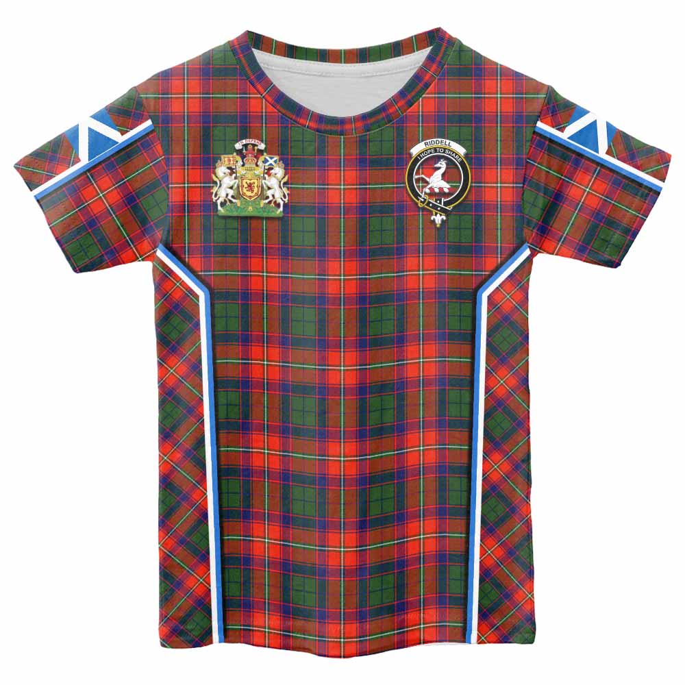 Riddell Tartan Crest Kid T-shirt Scotland Coat of Arm Flag Style - Tartan Vibes Clothing