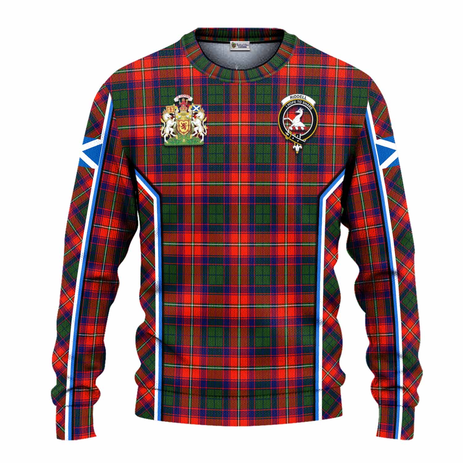 Riddell Tartan Crest Knitted Sweater Scotland Coat of Arm Flag Style - Tartan Vibes Clothing