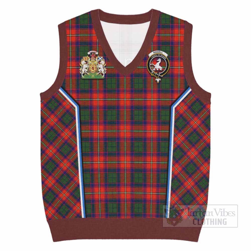 Riddell Tartan Crest Knitted V-Neck Vest Scotland Coat of Arm Flag Style - Tartan Vibes Clothing