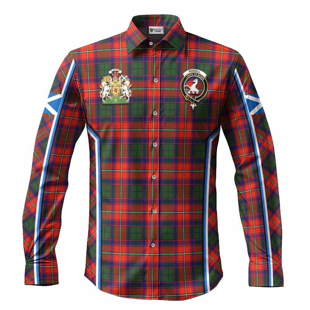 Riddell Tartan Crest Long Sleeve Button Shirts Scotland Coat of Arm Flag Style - Tartan Vibes Clothing
