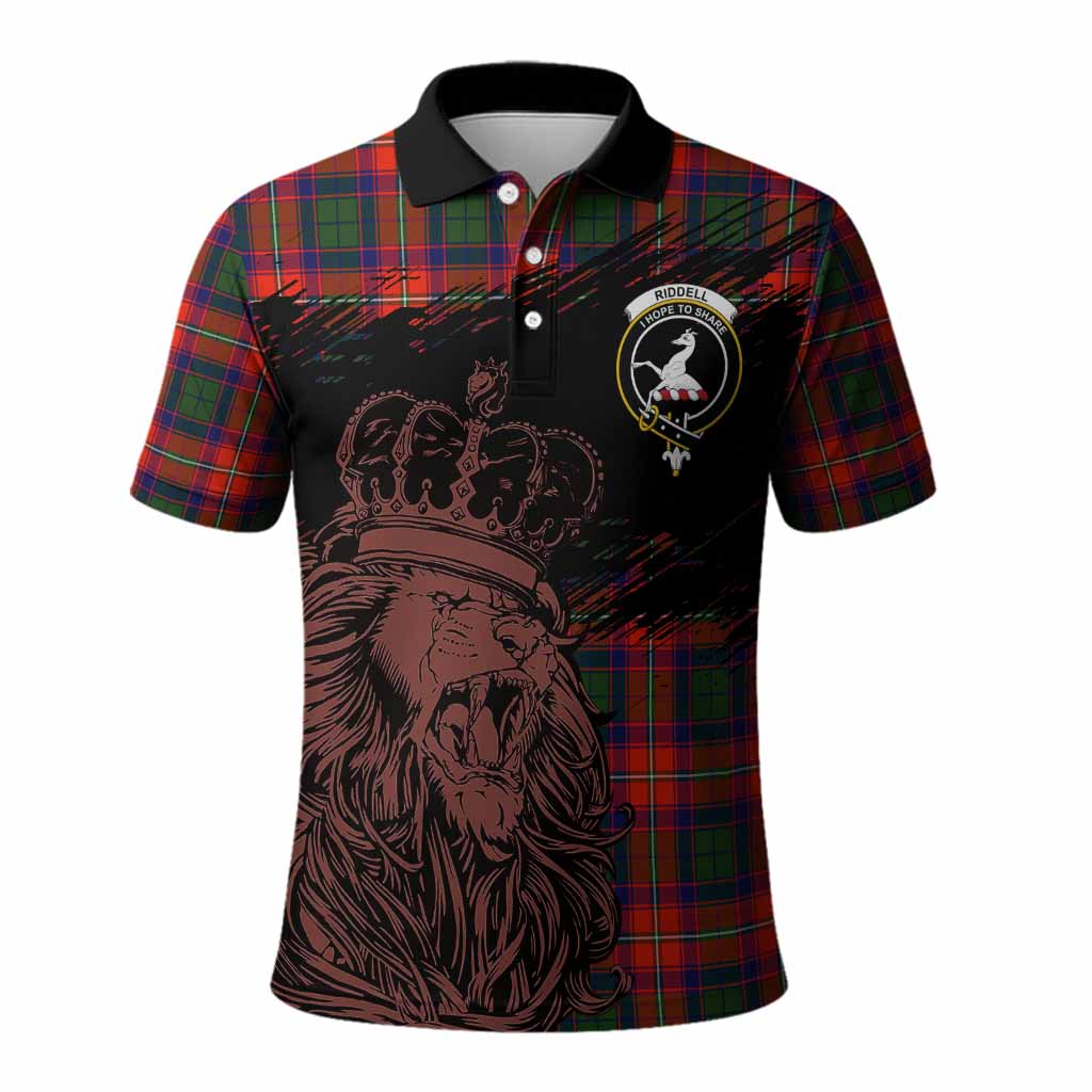 Riddell Tartan Crest Polo Shirt Crowned Lion Heritage Style