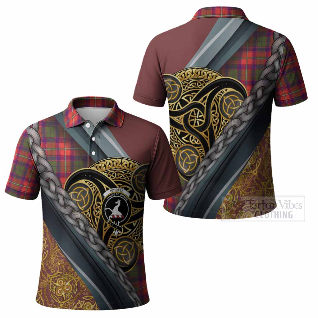 Riddell Tartan Crest Polo Shirt Scottish Triskele Celtic