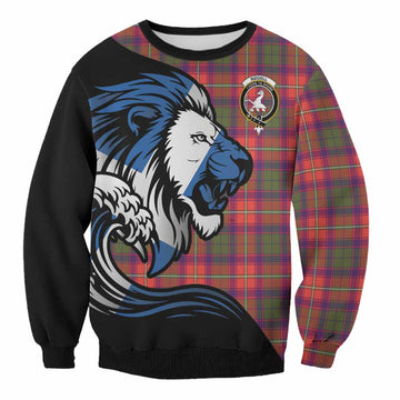 Riddell Tartan Crest Sweatshirt Scottish Golden Lions Wave Flow
