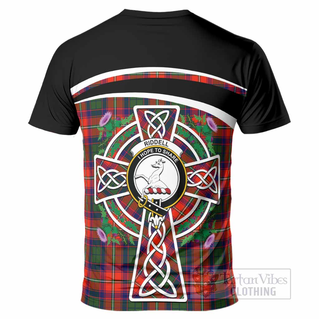 Riddell Tartan Crest T-Shirt Scottish Thistle Celtic Cross Alba Gu Brath