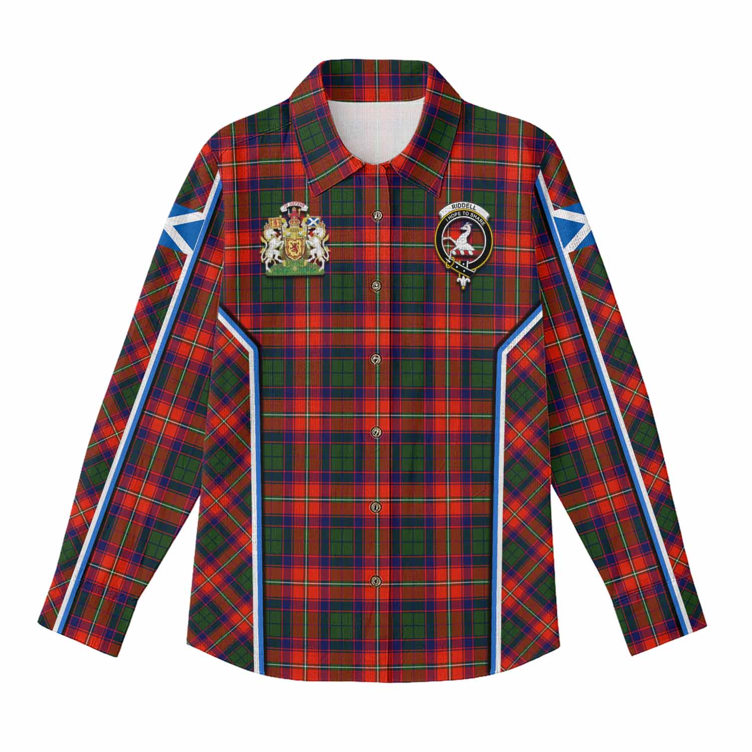 Riddell Tartan Crest Women Casual Shirt Scotland Coat of Arm Flag Style - Tartan Vibes Clothing