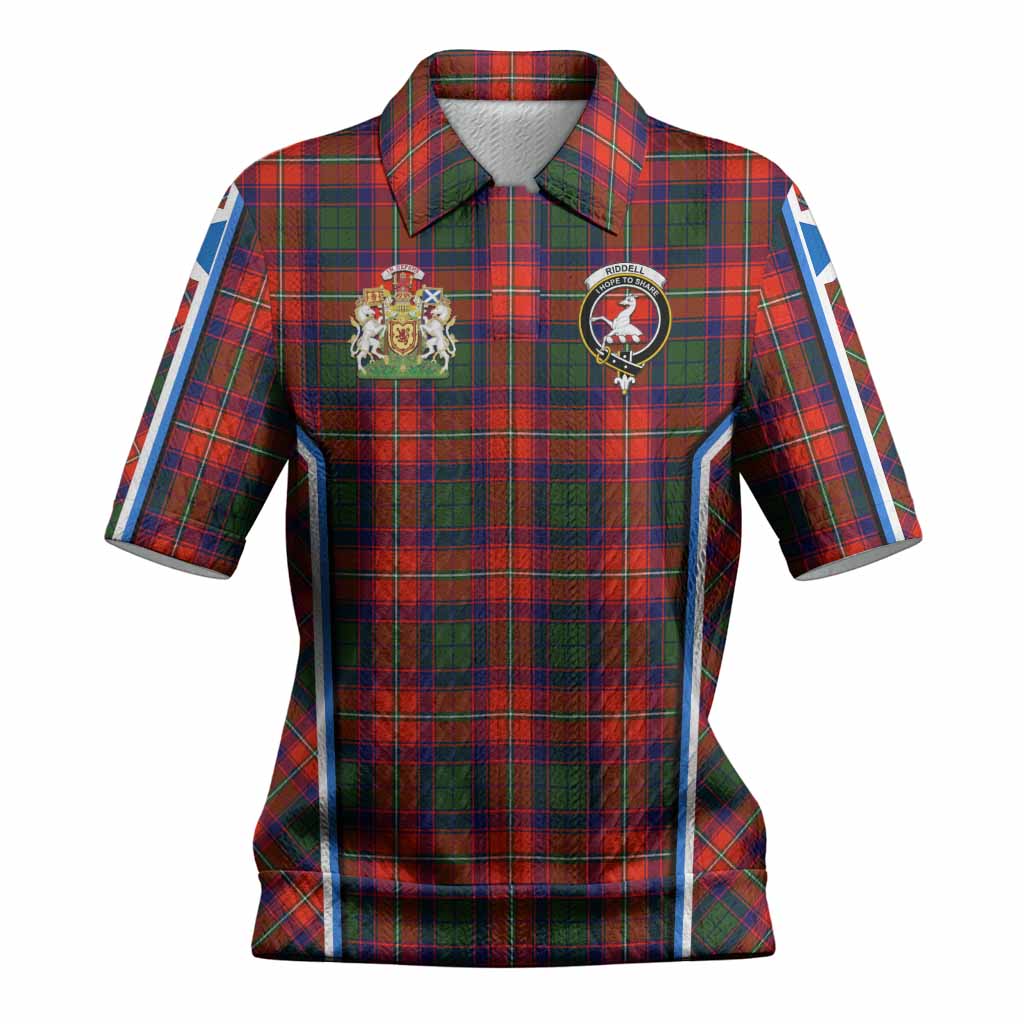 Riddell Tartan Crest Women’s Polo Sweater Top Scotland Coat of Arm Flag Style