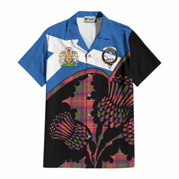 Riddell Tartan Family Crest Cotton Hawaiian Shirt Scotland Thistle Floral Flag Style
