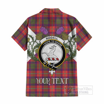 Riddell Tartan Family Crest Cotton Hawaiian Shirt Scottish Burns Night Thistle Floral