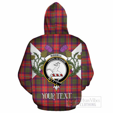 Riddell Tartan Family Crest Cotton Hoodie Scottish Burns Night Thistle Floral