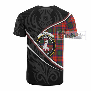 Riddell Tartan Family Crest Cotton T-shirt Celtic Scottish Thistle Floral