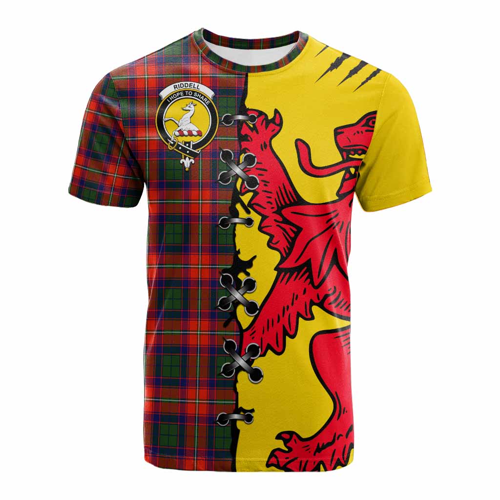 Riddell Tartan Family Crest Cotton T-shirt Lion Rampant Honor - Tartan Vibes Clothing