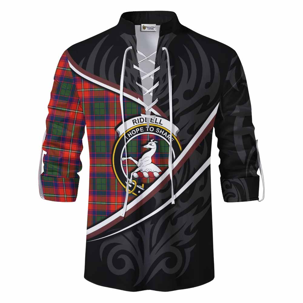 Riddell Tartan Family Crest Ghillie Kilt Shirt Celtic Scottish Thistle Floral - Tartan Vibes Clothing
