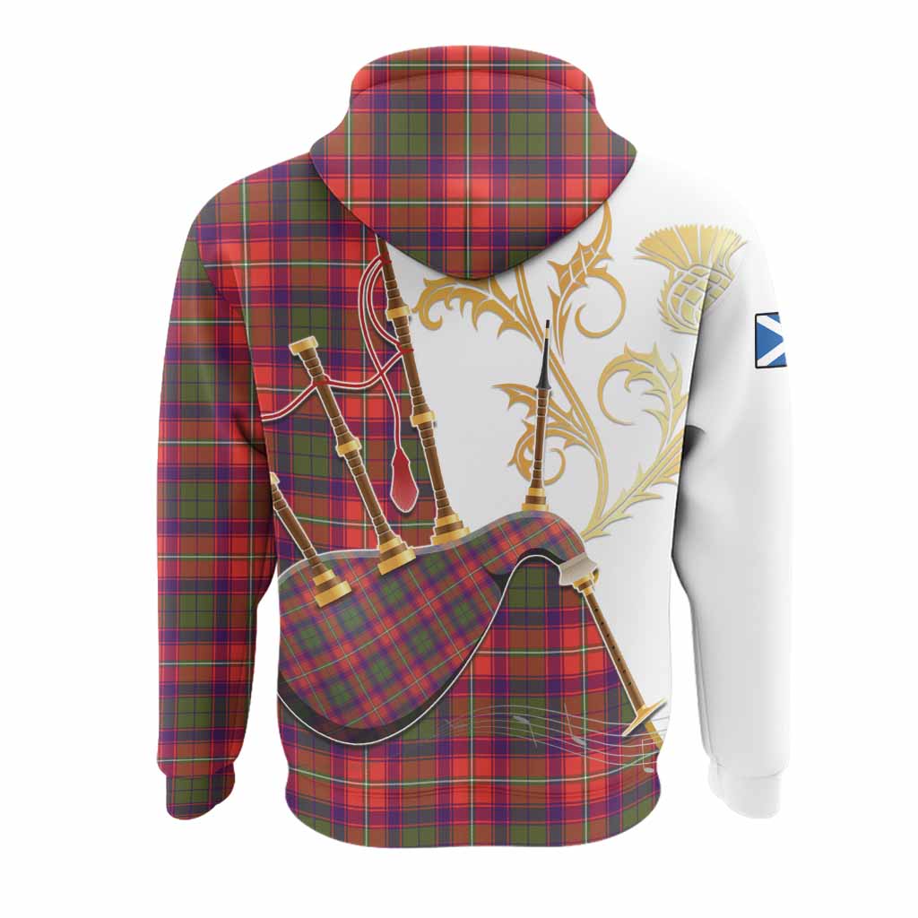 Riddell Tartan Family Crest Hoodie Bagpipes with Scottish Thistle