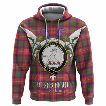 Riddell Tartan Family Crest Hoodie Scottish Burns Night Thistle Floral