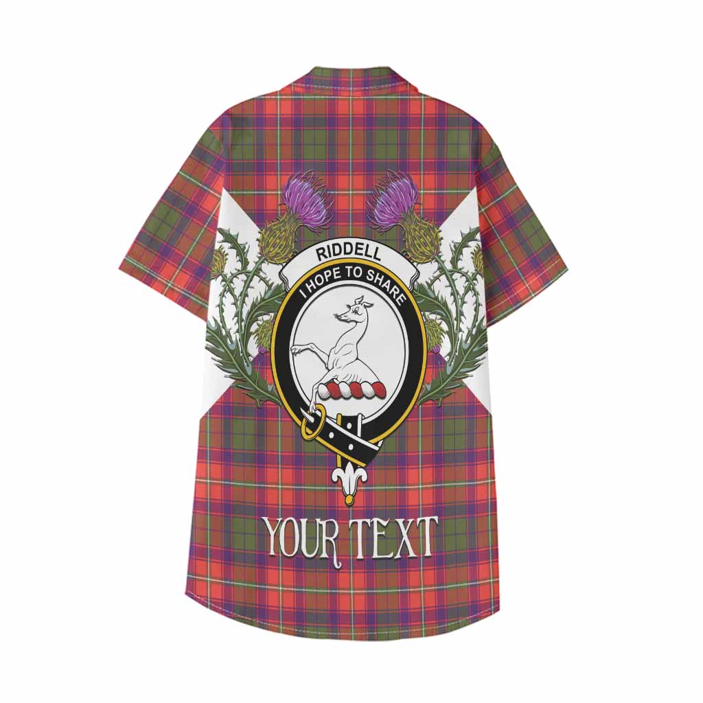Riddell Tartan Family Crest Kid Hawaiian Shirt Scottish Burns Night Thistle Floral