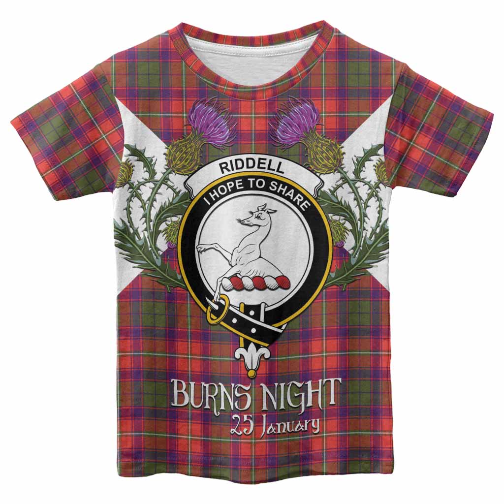 Riddell Tartan Family Crest Kid T-shirt Scottish Burns Night Thistle Floral