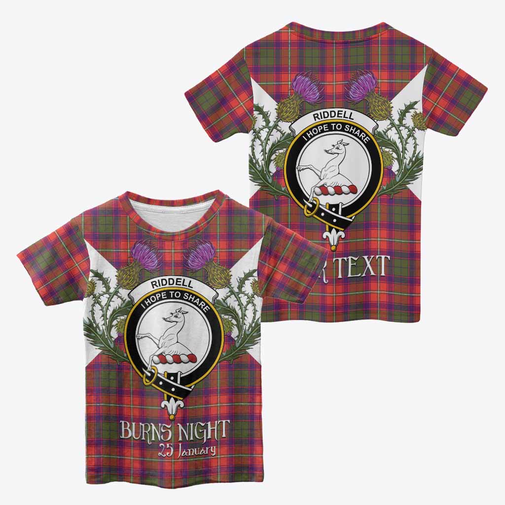 Riddell Tartan Family Crest Kid T-shirt Scottish Burns Night Thistle Floral