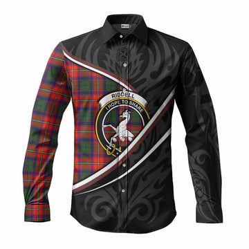 Riddell Tartan Family Crest Long Sleeve Button Shirts Celtic Scottish Thistle Floral - Tartan Vibes Clothing