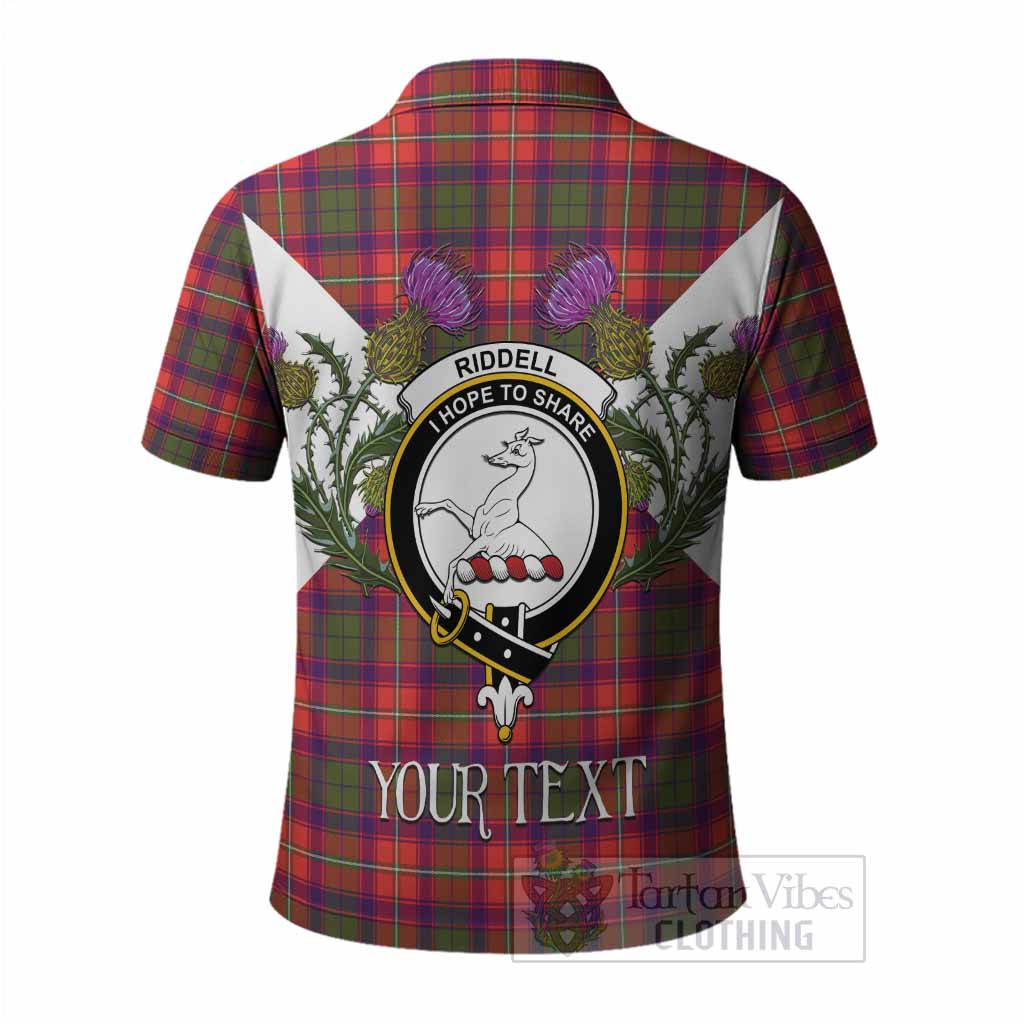 Riddell Tartan Family Crest Polo Shirt Scottish Burns Night Thistle Floral