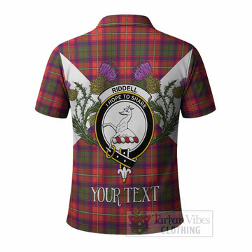 Riddell Tartan Family Crest Polo Shirt Scottish Burns Night Thistle Floral