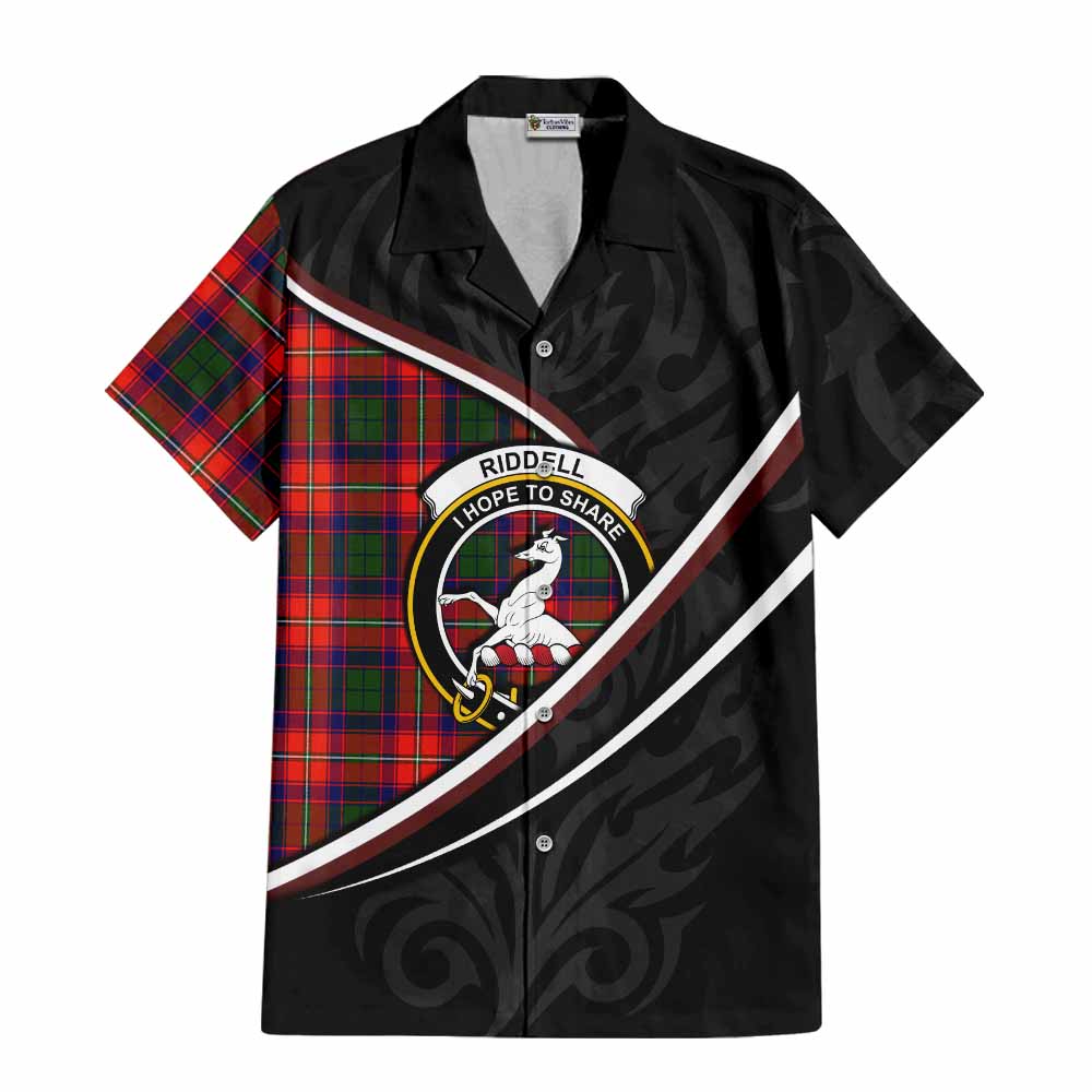 Riddell Tartan Family Crest Short Sleeve Button Shirt Celtic Scottish Thistle Floral - Tartan Vibes Clothing