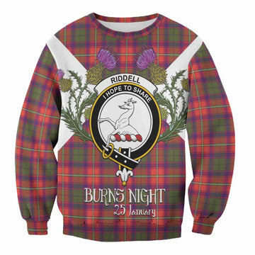 Riddell Tartan Family Crest Sweatshirt Scottish Burns Night Thistle Floral