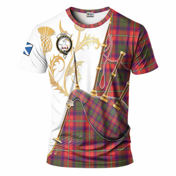 Riddell Tartan Family Crest T-Shirt Bagpipes with Scottish Thistle